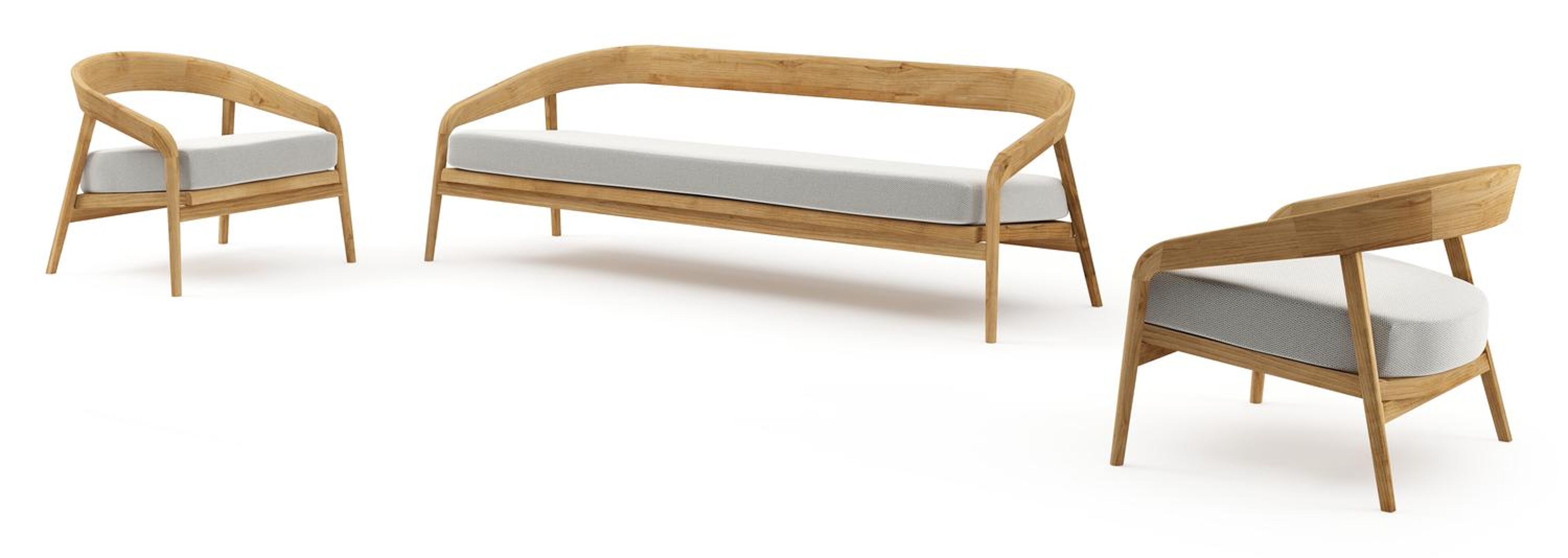 Lacrima loungeset in teak met lopi ash all weather Sunbrella® luxe kussen