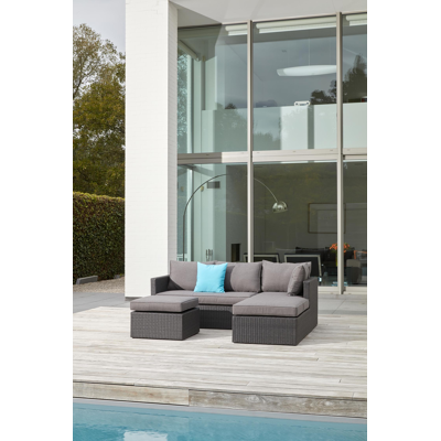 Gio loungeset zwart-grijs - wicker en polyester - 3 personen