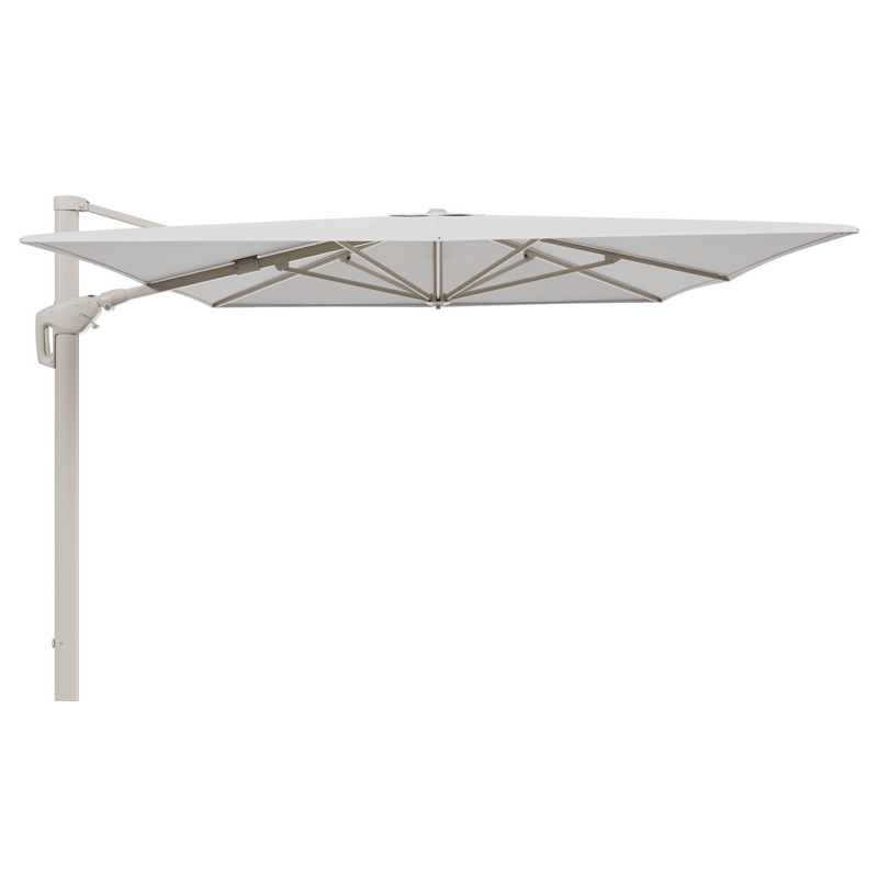Parasol pendant Minore avec fonction tilt en aluminium beige et toile de parasol All Weather Solica Ego Eggshell - Lg.1 400 x Lg.2 300 cm (sans pied de parasol)