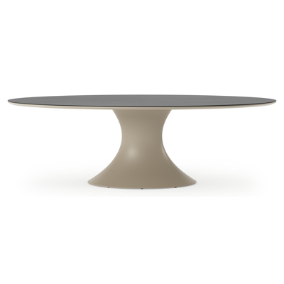 Table de jardin Fano ovale en aluminium beige et céramique pleine Basalt Black - Lg. 240 x Lrg. 135 x Haut. 75 cm