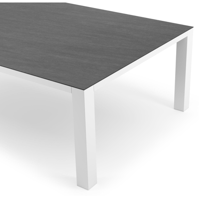 Nano XL tuintafel rechthoekig in wit aluminium en volkeramiek Basalt Black - L 240 x B 148 x H 75 cm