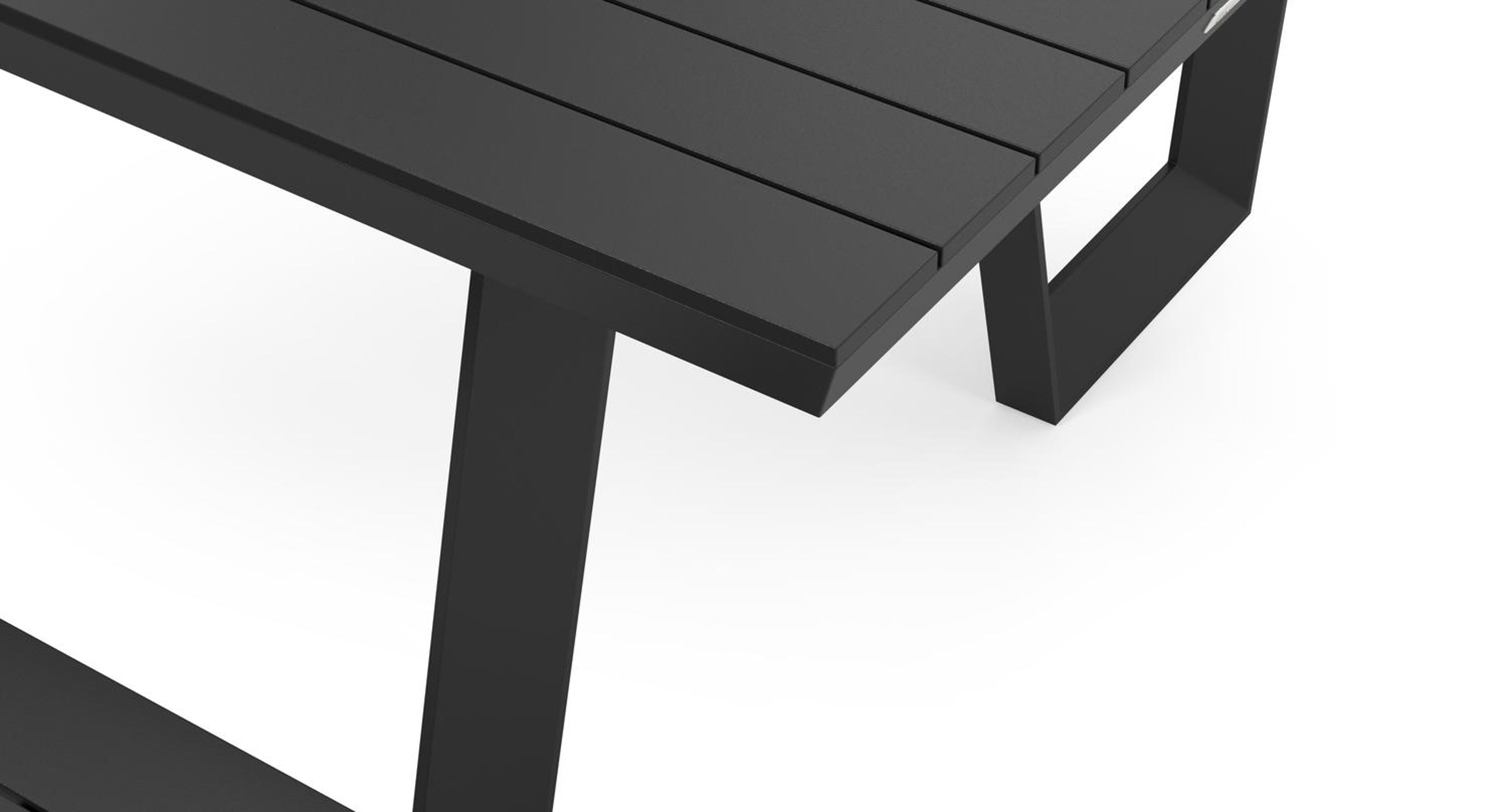 Table de pique-nique Altura en aluminium noir - Lg 220 x Larg 89 x H 74 cm