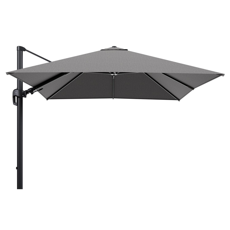 Rufina zweefparasol tiltfunctie in zwart aluminium en parasoldoek in All Weather Sunbrella® Luxe Chartres Drizzle - L1 300 x L2 300 cm (zonder voet) (zonder voet)