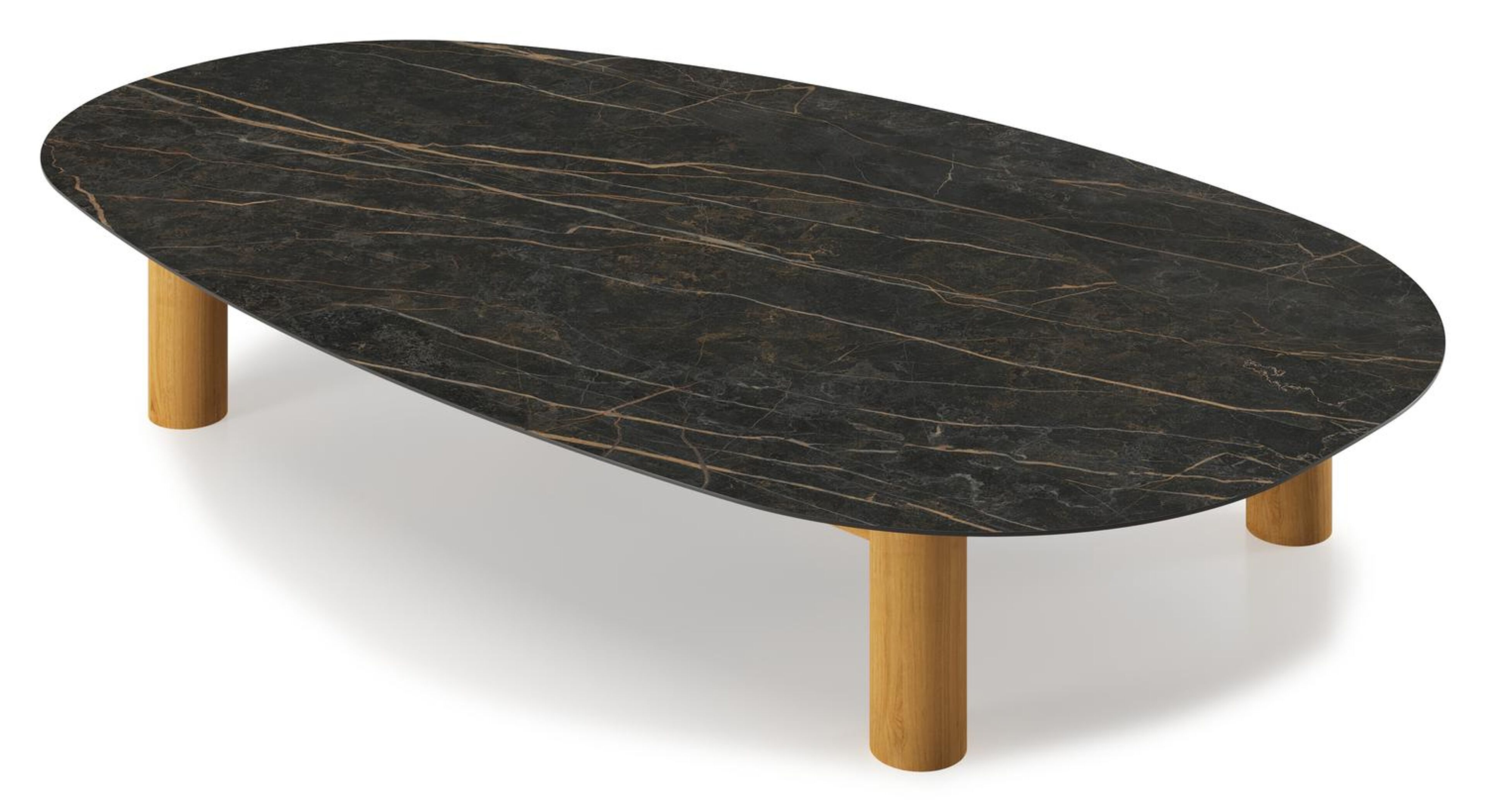 Donato - Organo loungetafel organisch in teak en volkeramiek Black Obsession - L 151 x B 90 x H 25 cm