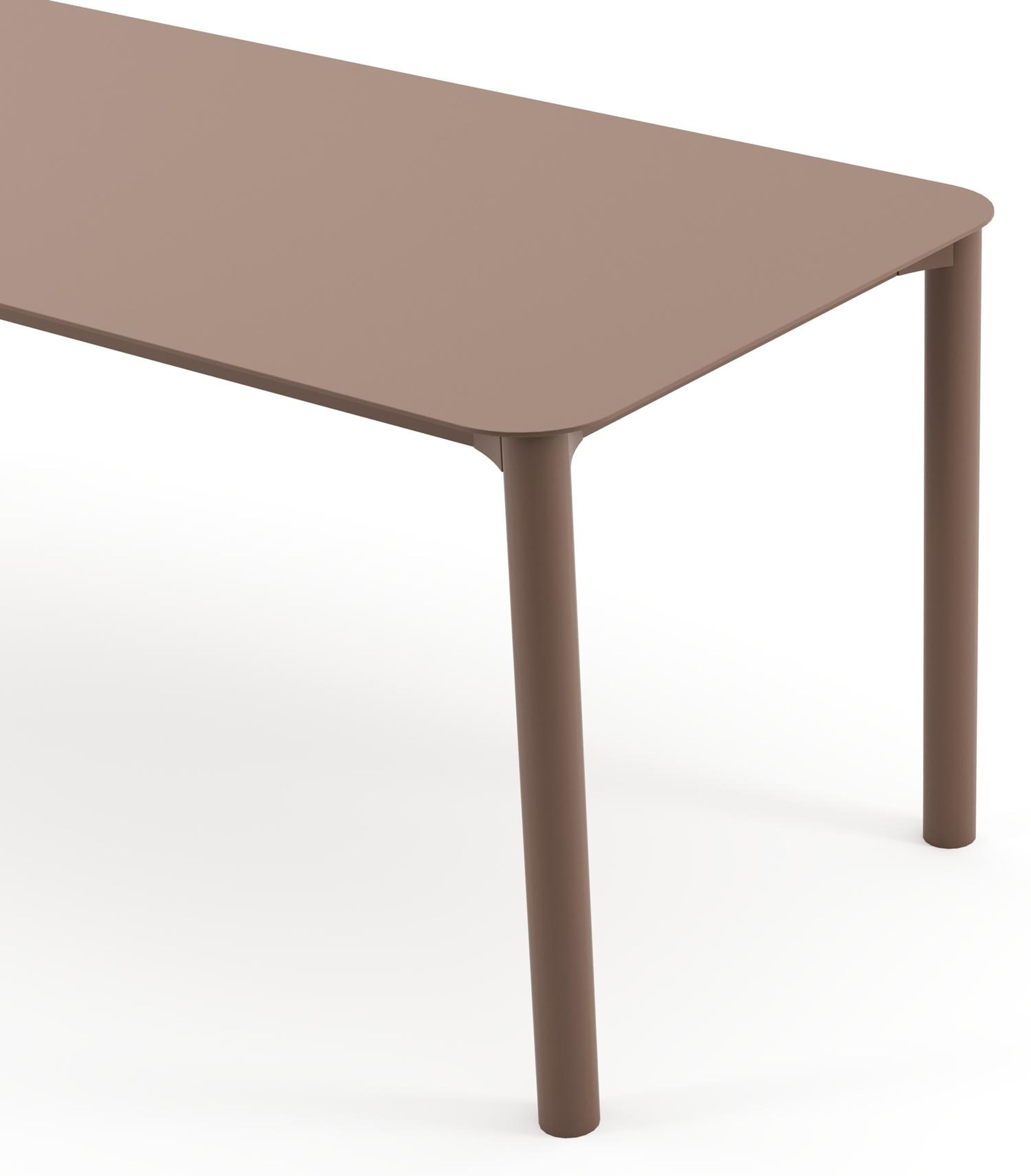 Table de jardin rectangulaire Orso arrondie en aluminium taupe- Lg. 200 x Lrg. 80 x Haut. 74,5 cm