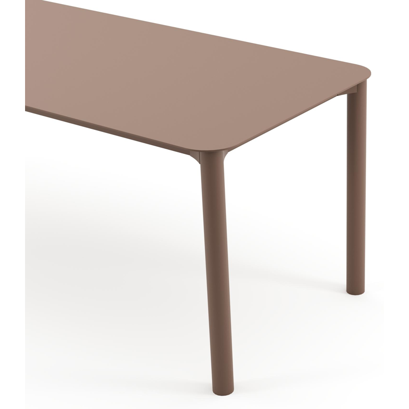 Table de jardin rectangulaire Orso arrondie en aluminium taupe- Lg. 200 x Lrg. 80 x Haut. 74,5 cm