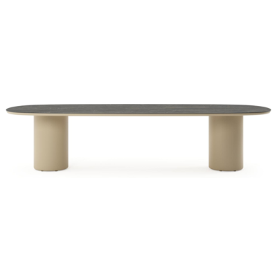 Amico tuintafel bombo in beige aluminium en volkeramiek Black Obsession - L 320 x B 130 x H 73.5 cm
