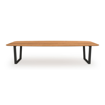 Pagino tuintafel in zwart aluminium en teak - L 340 x B 120 x H 75 cm