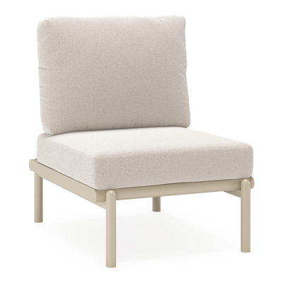 Pulo loungestoel in beige aluminium en polywood met beige weather+ softtouch kussen
