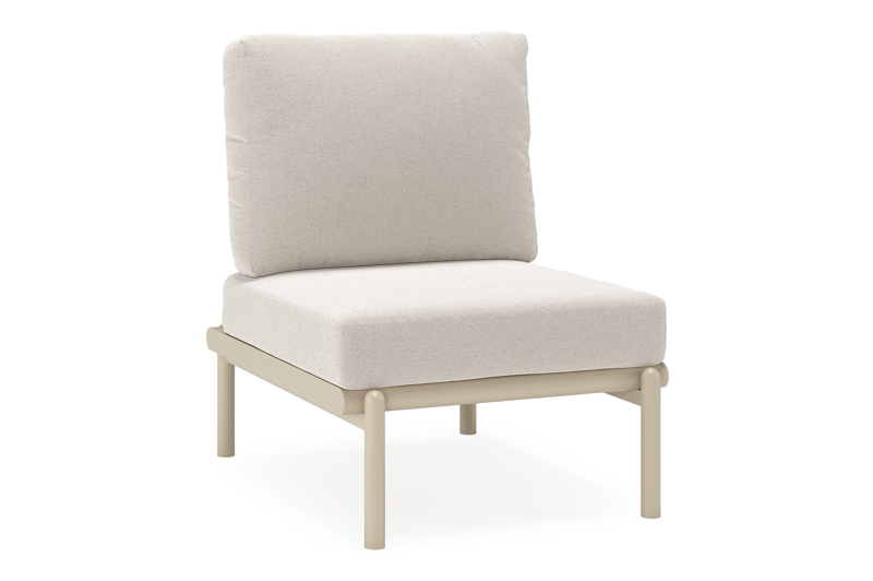 Pulo loungestoel in beige aluminium en polywood met beige weather+ softtouch kussen