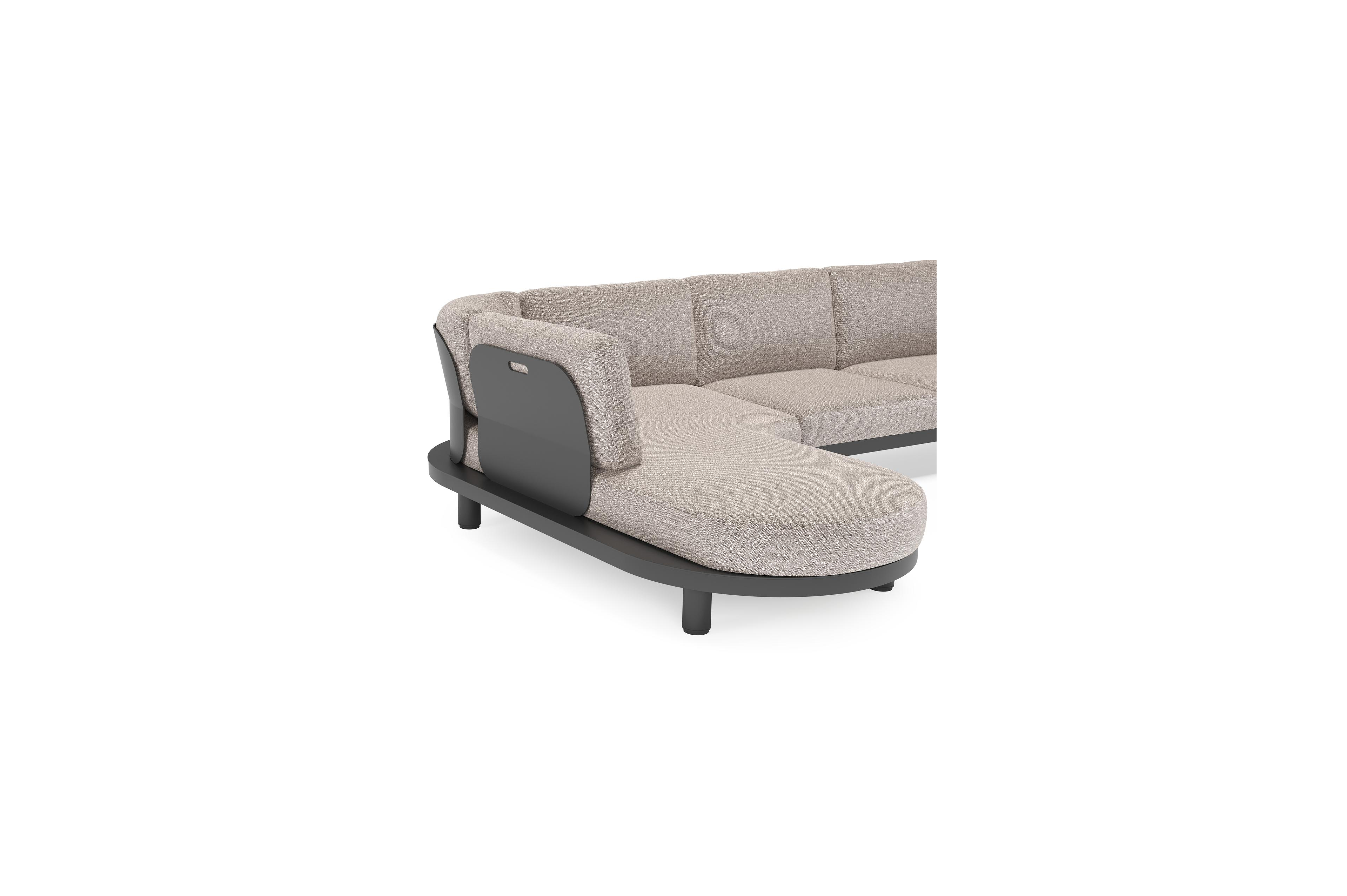 Donato loungehoek in zwart aluminium met all weather sunbrella® luxe Wander Granite kussen