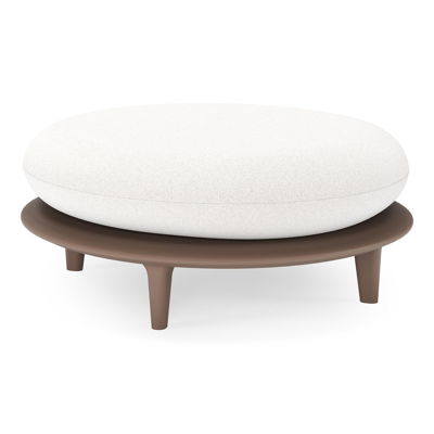 Pouf Bomero en aluminium taupe et coussin en all weather solica soul optik