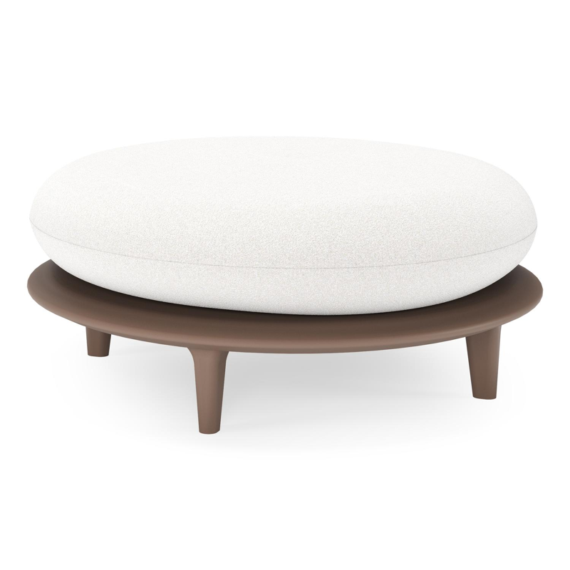 Pouf Bomero en aluminium taupe et coussin en all weather solica soul optik