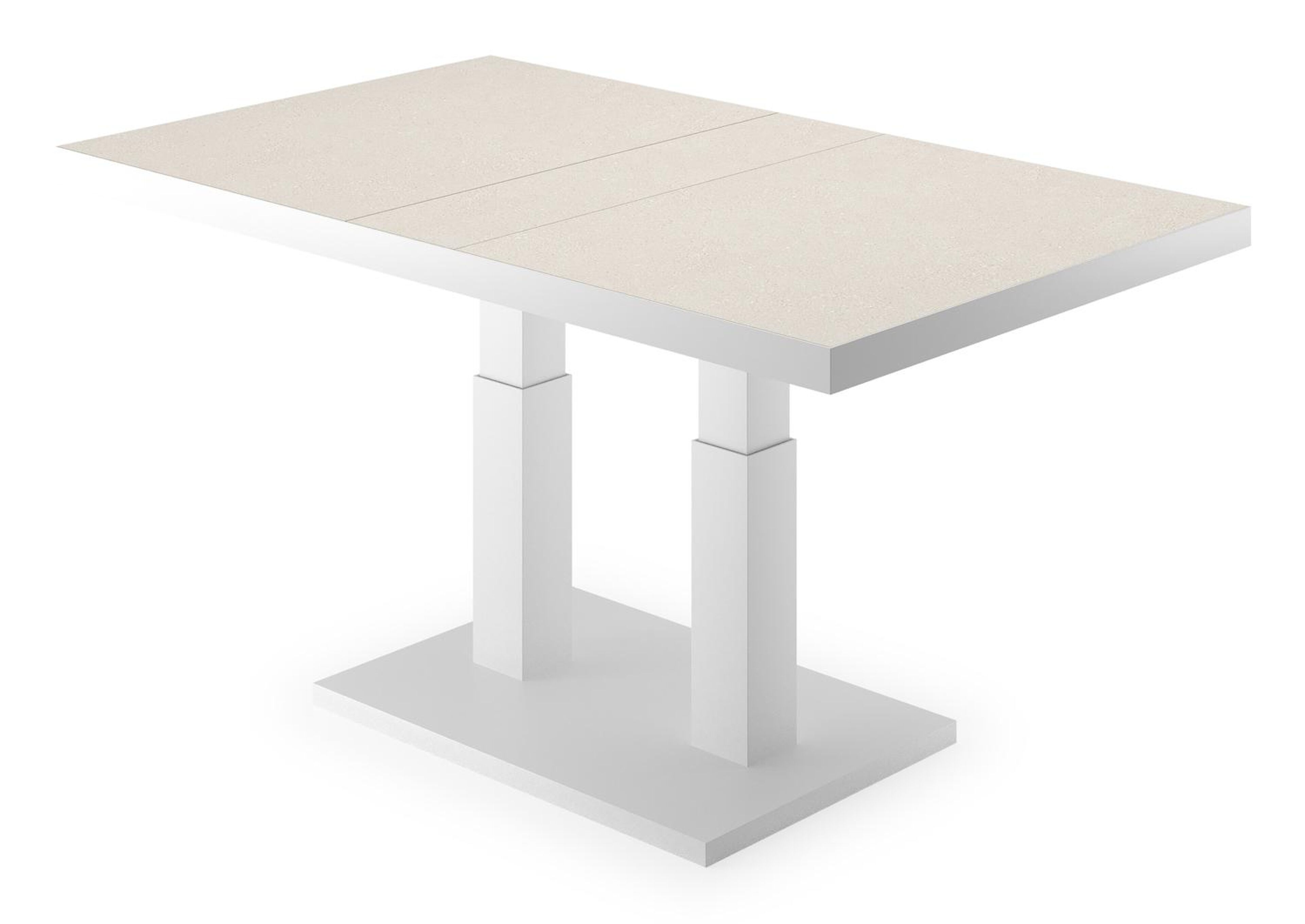 Veneto loungetafel in wit aluminium en sintered stone crema minerale - L 140 x B 85 x H 49/72 cm