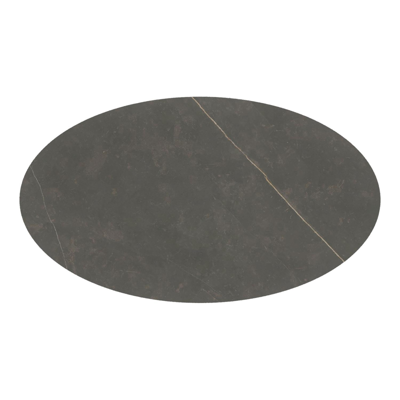 Table de jardin Fano oval en aluminium noir et céramique pleine Calatorao - Lg. 140 x Lrg. 80 x Haut. 74.5 cm