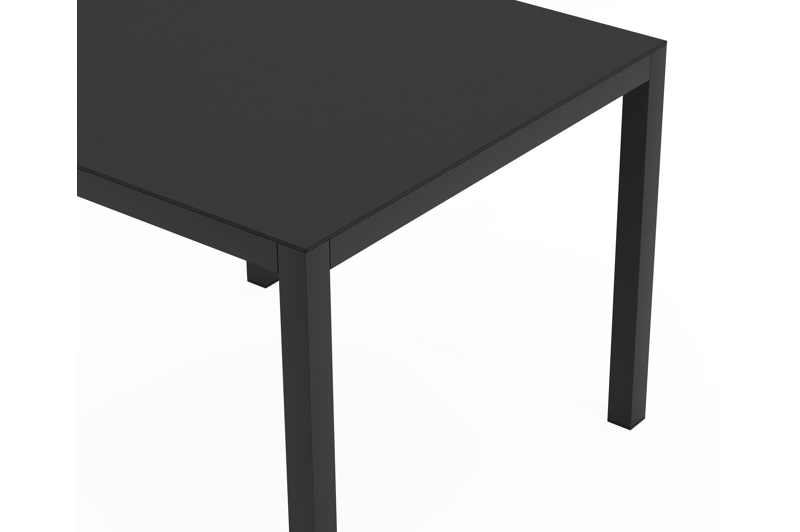 Feltro vierkante tuinset in zwart aluminium en sintered stone notte minerale met 4 Artena tuinstoelen