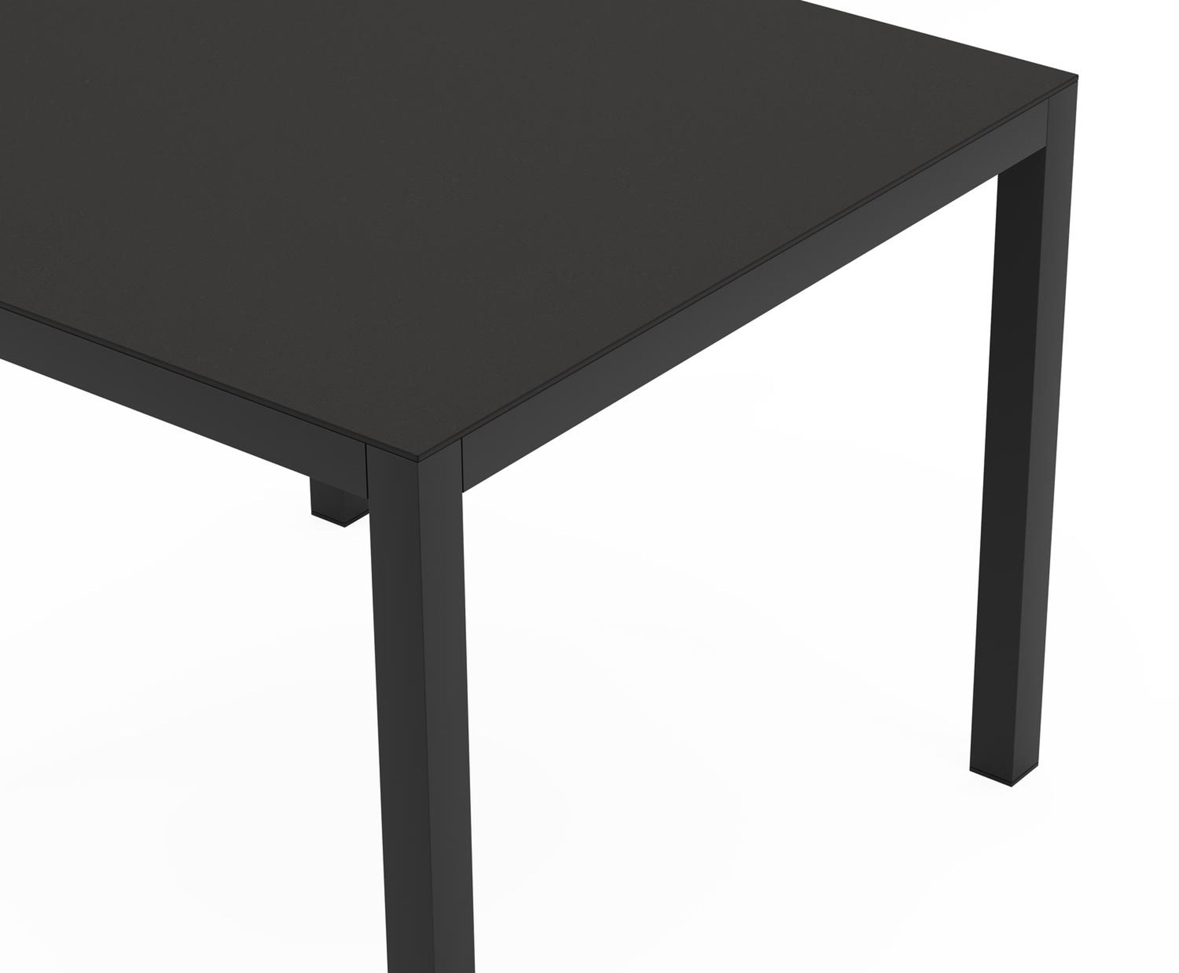 Feltro vierkante tuinset in zwart aluminium en sintered stone notte minerale met 4 Calobra tuinstoelen