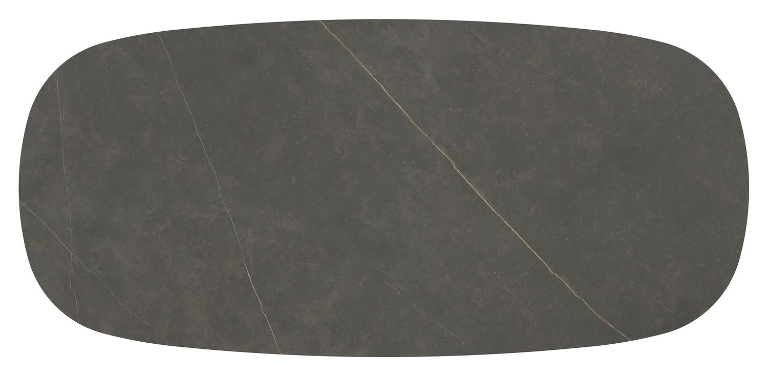 Table de jardin Amico bombo en aluminium noir et céramique pleine Calatorao - Lg. 270 x Lrg. 125 x Haut. 73.5 cm