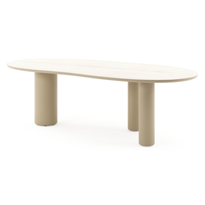 Amico tuintafel organisch in beige aluminium en volkeramiek Travertino Bianco - L 240 x B 110 x H 73.5 cm