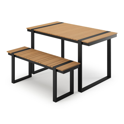 Merida loungetafel en bank in zwart aluminium en polywood - L 123 x B 70 x H 69.5 cm