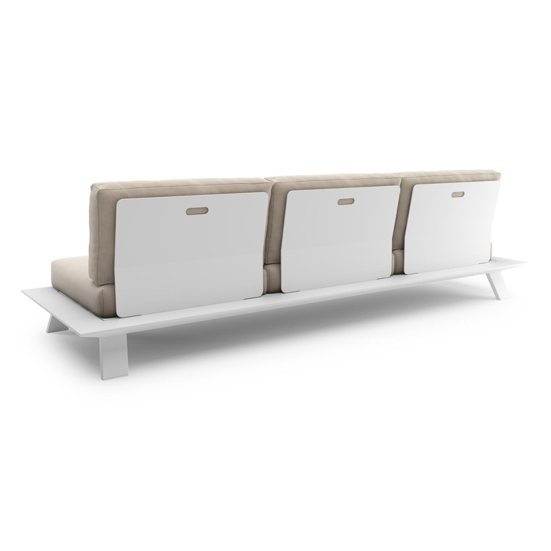 Canapé de jardin Cesano en aluminium blanc et coussin en all weather Sunbrella® luxe lopi antique