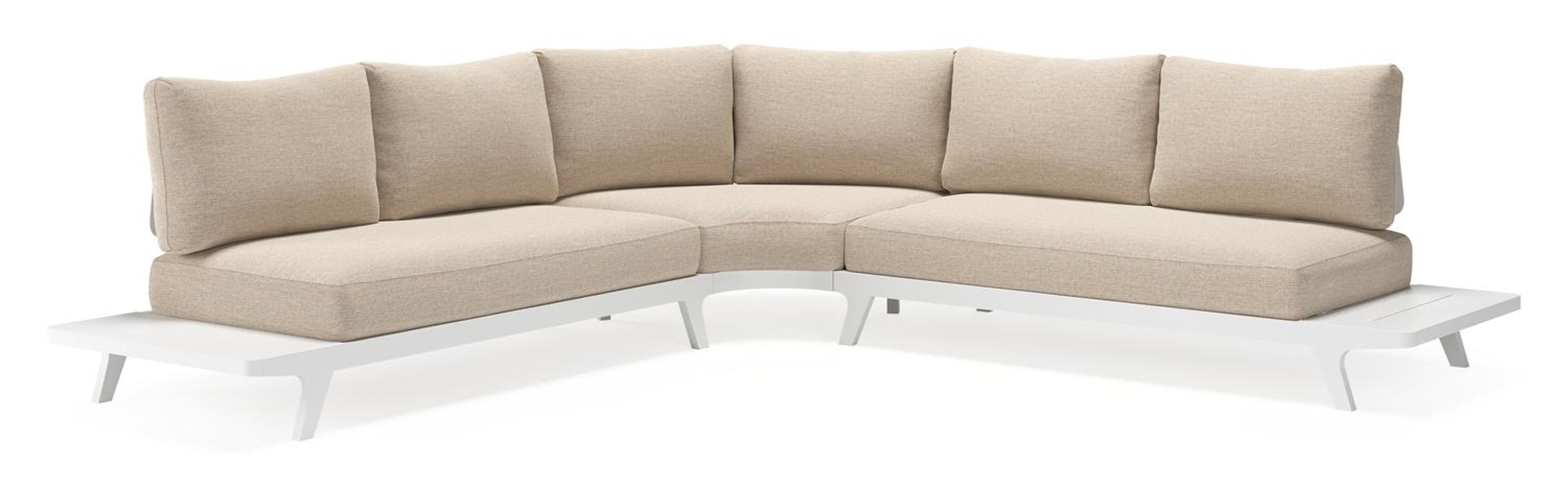 Bolzano loungehoek in wit aluminium met rustic weather+ softtouch kussens