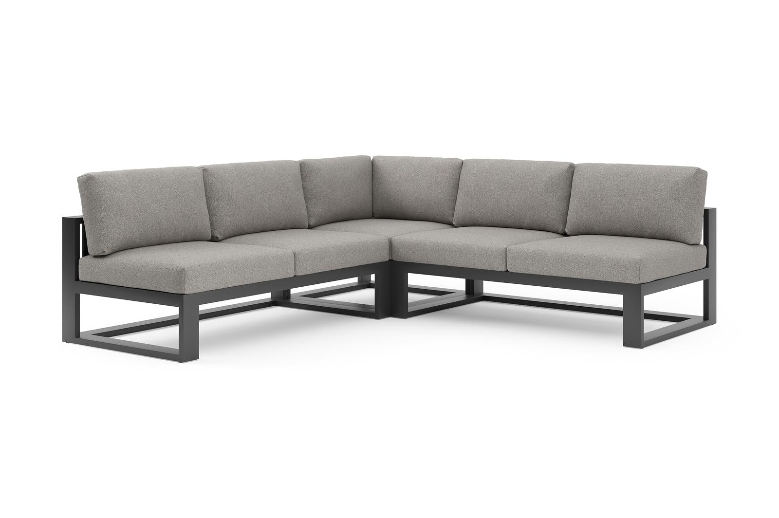 Verato loungehoek in zwart aluminium met tundra charcoal all weather sunbrella® luxe kussen