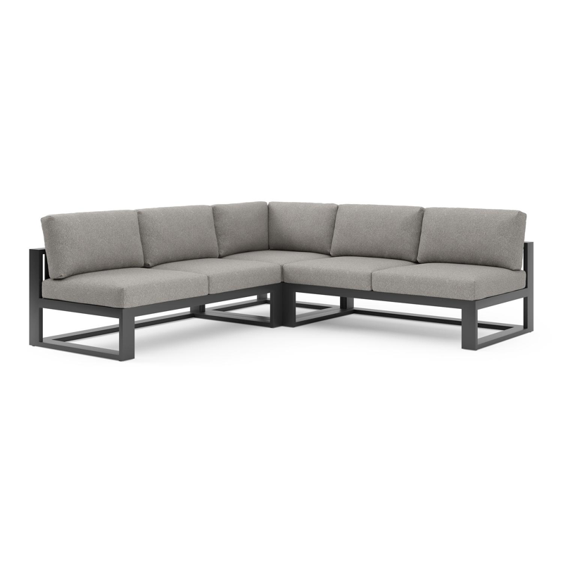 Verato loungehoek in zwart aluminium met tundra charcoal all weather sunbrella® luxe kussen