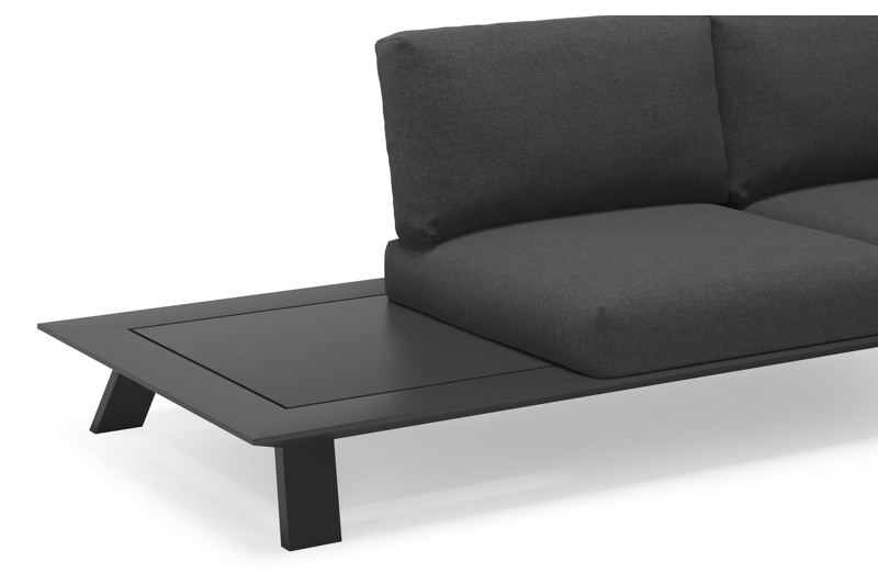 Cesano loungehoek in zwart aluminium met tundra charcoal all weather sunbrella® luxe kussens