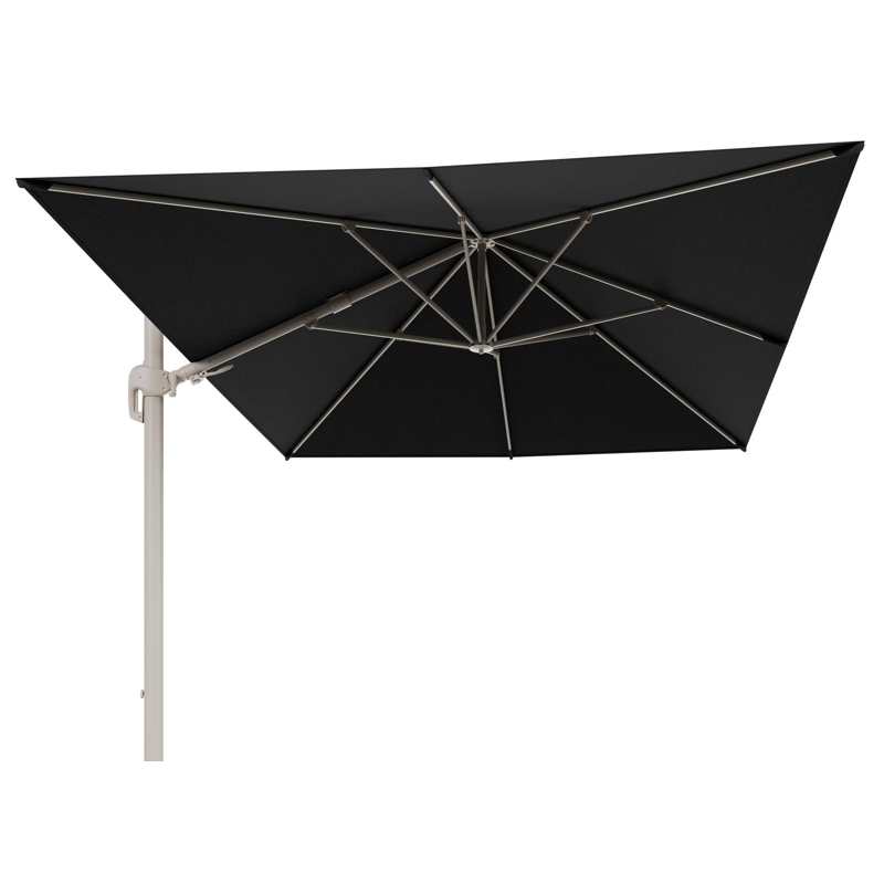 Parasol pendant Rufina avec fonction tilt en aluminium beige et toile de parasol en All Weather Sunbrella® Luxe Chartres Sooty  - Lg.1 400 x Lg.2 300 cm (sans pied de parasol