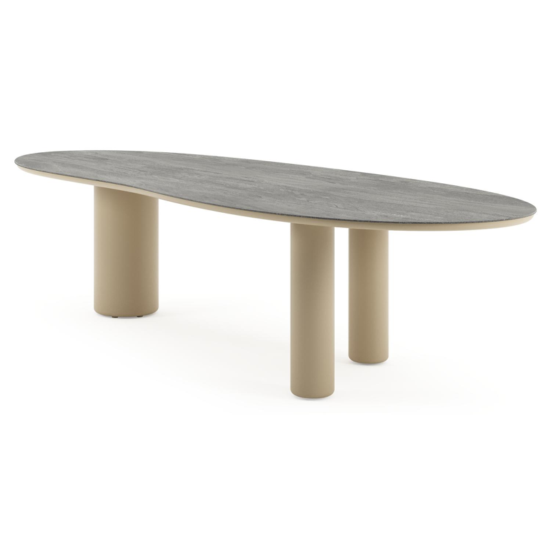 Amico tuintafel organisch in beige aluminium en volkeramiek Aspen Grey - L 320 x B 120 x H 73.5 cm