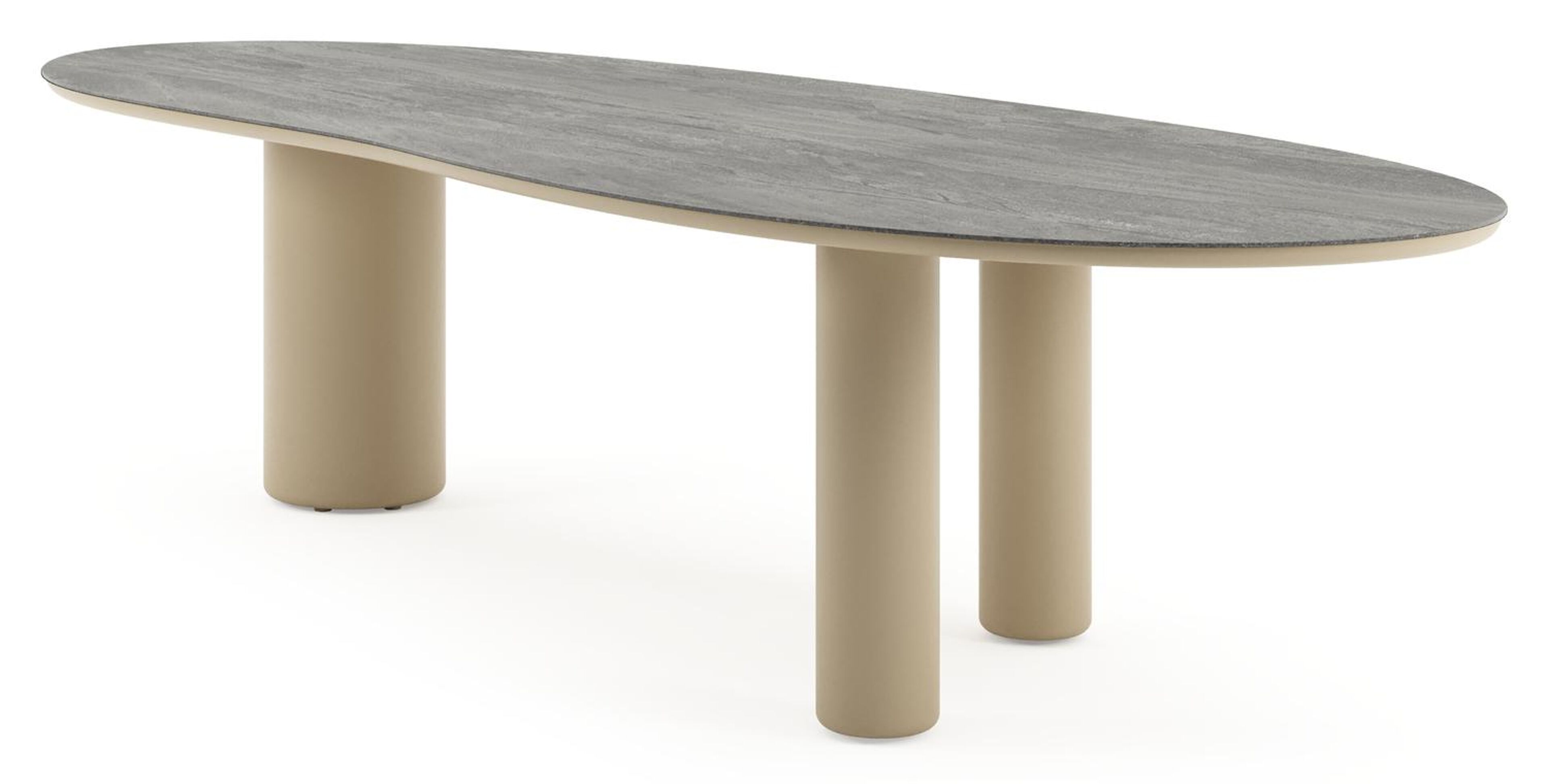 Table de jardin Amico organique en aluminium beige et céramique pleine Aspen Grey - Lg. 320 x Lrg. 120 x Haut. 74 cm
