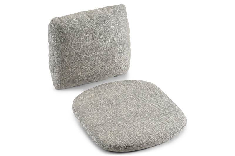 Gardo tuinstoel in teak en beige verticaal geweven ronde rope met kussen in chartres pewter all weather sunbrella® luxe