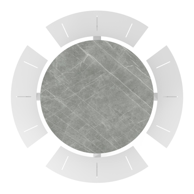 Table de pique-nique Rondino en aluminium blanc et céramique pleine - Dia. 236 x H 71,5 cm