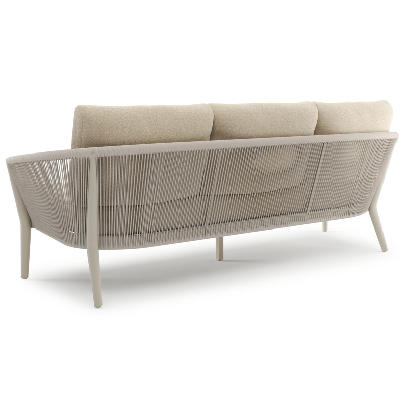 Orso loungeset in beige aluminium en beige verticaal geweven ronde rope met Soul Papyrus all weather solica kussen