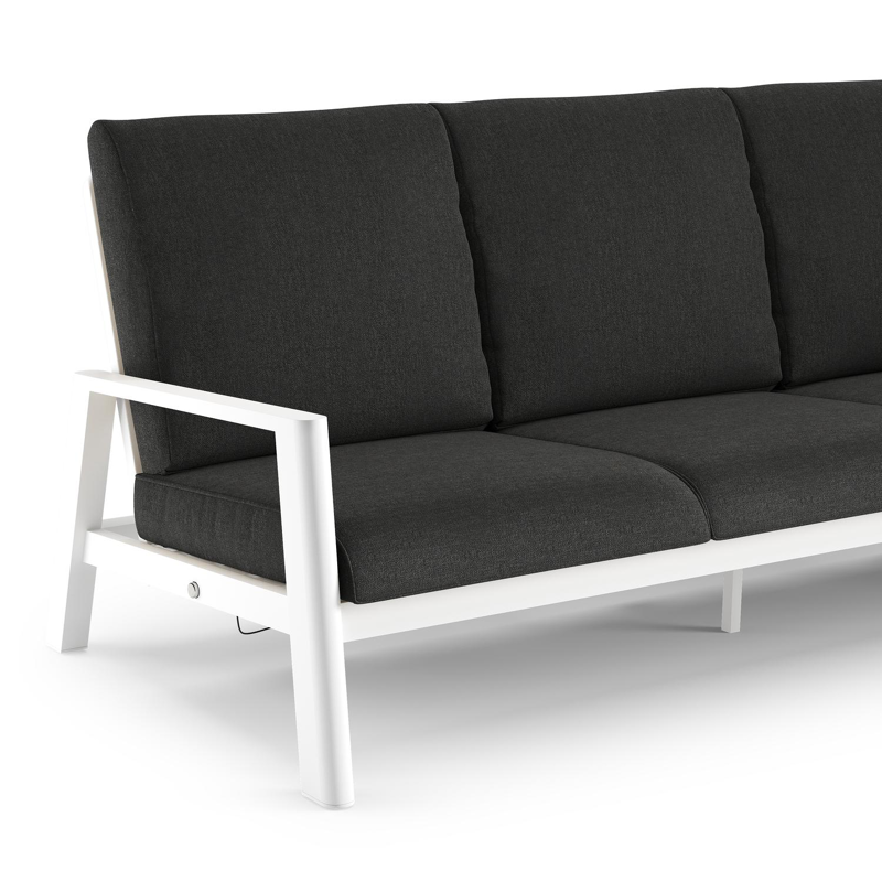 Cirello loungeset in wit aluminium met chartres sooty all weather sunbrella® luxe kussen