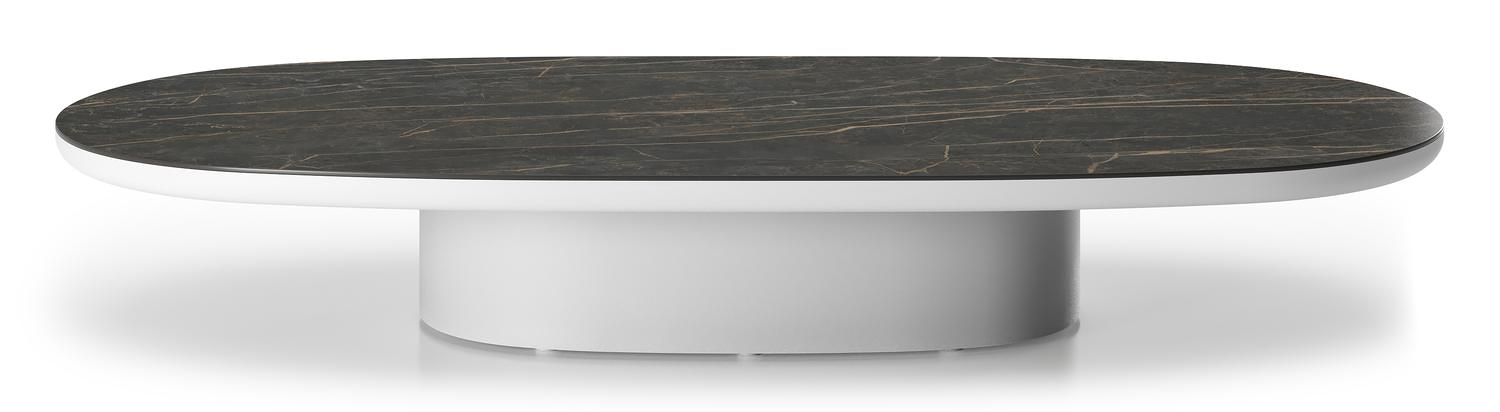 Amico loungetafel bombo in wit aluminium en volkeramiek Black Obsession - L 171 x B 89 x H 24 cm