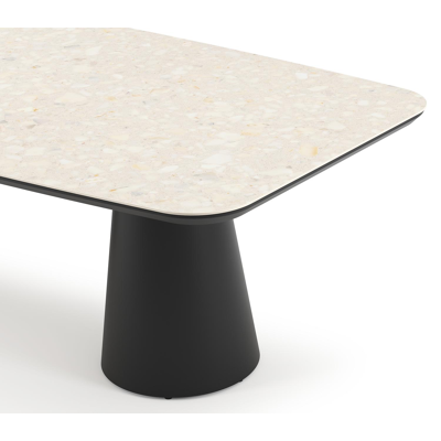 Donato tuintafel bootvorm in zwart aluminium en volkeramiek Retrostone - L 255 x B 115 x H 73 cm