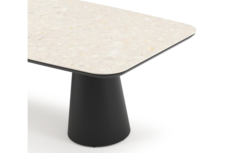 Donato tuintafel bootvorm in zwart aluminium en volkeramiek Retrostone - L 255 x B 115 x H 73 cm