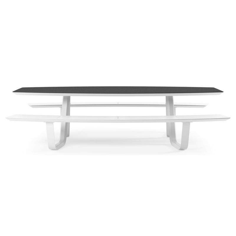 Table de pique-Forno forme de bateau en aluminium blanc et céramique pleine Nero Black - Lg. 280 x Lrg. 192 x Haut. 72 cm