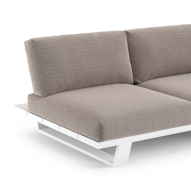 Pagino loungehoek in wit aluminium met wander granite all weather sunbrella® luxe kussen