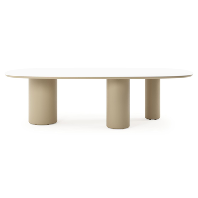 Amico tuintafel bombo xl in beige aluminium en volkeramiek Arctic White - L 270 x B 148 x H 73.5 cm