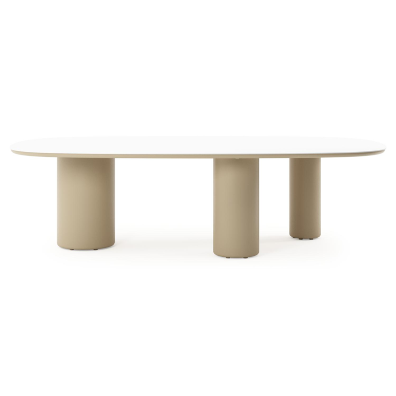 Amico tuintafel bombo xl in beige aluminium en volkeramiek Arctic White - L 270 x B 148 x H 73.5 cm