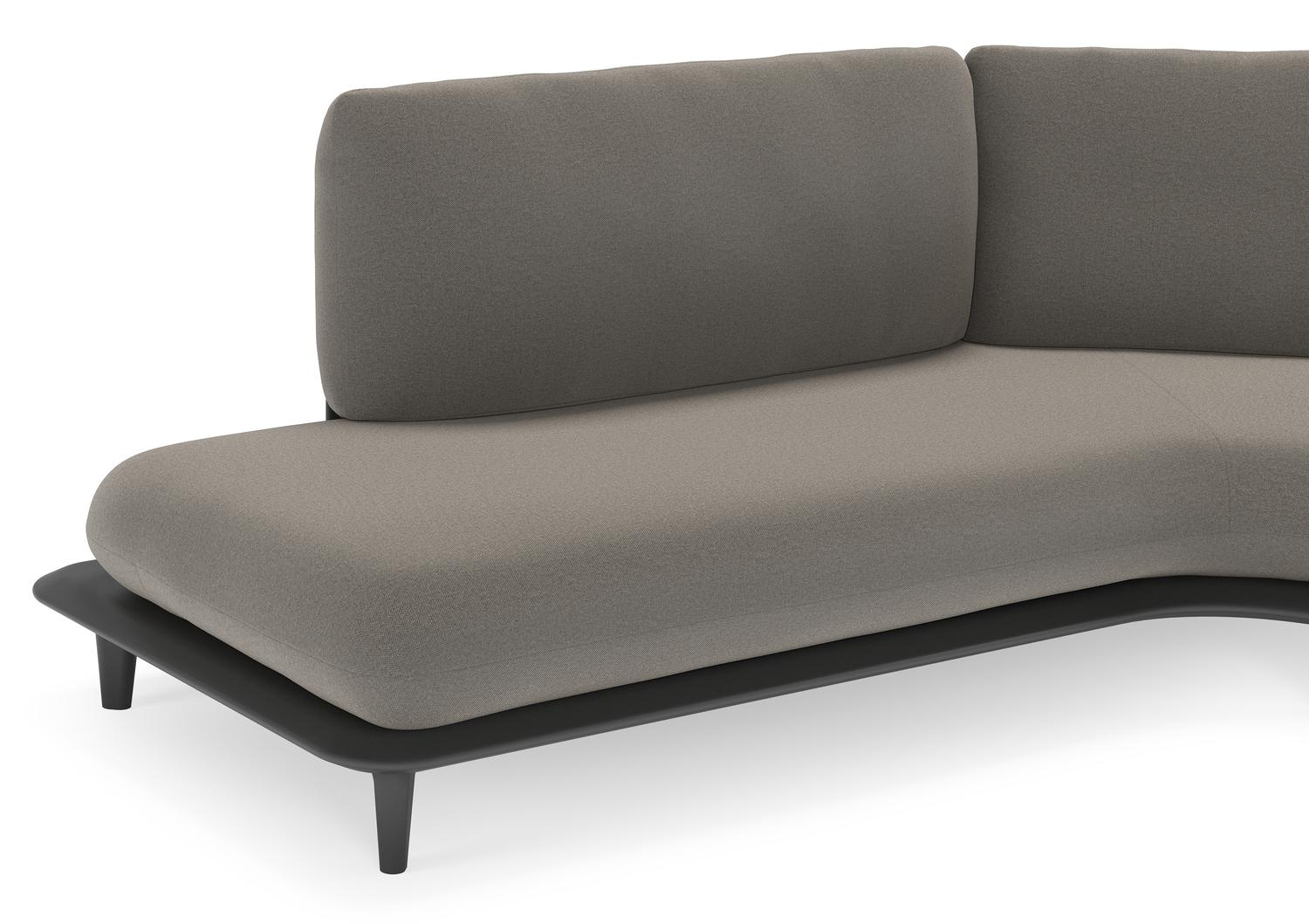 Bomero loungehoek in zwart aluminium met natte dark taupe all weather sunbrella® luxe kussen