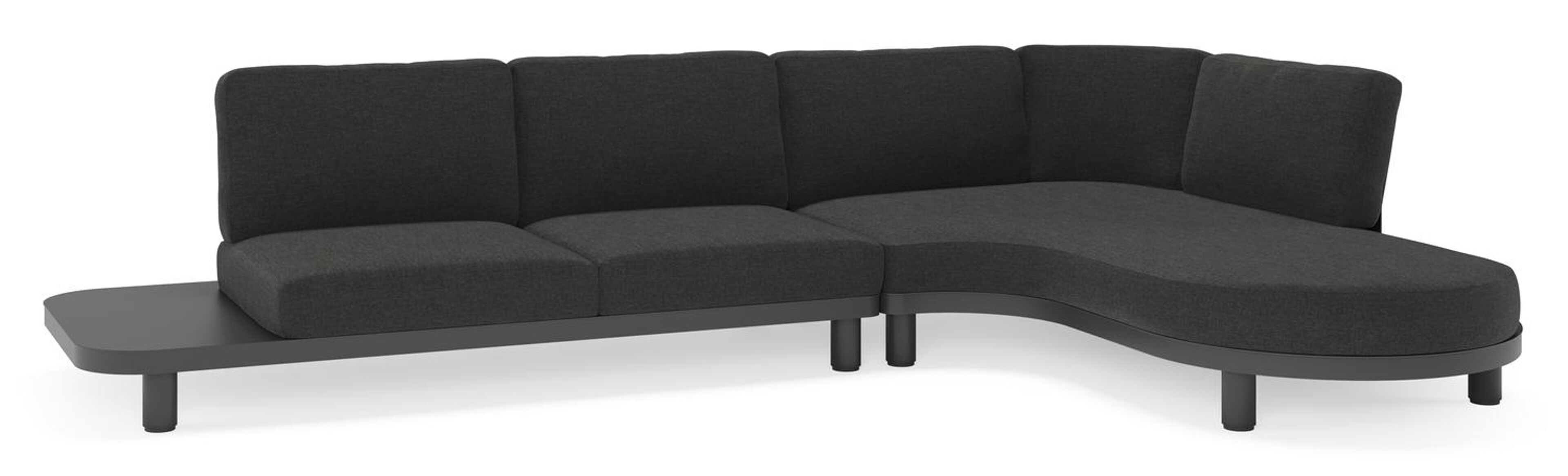 Salon de jardin d'angle Donato en aluminium noir et coussins en all weather sunbrella® luxe Chartres Sooty