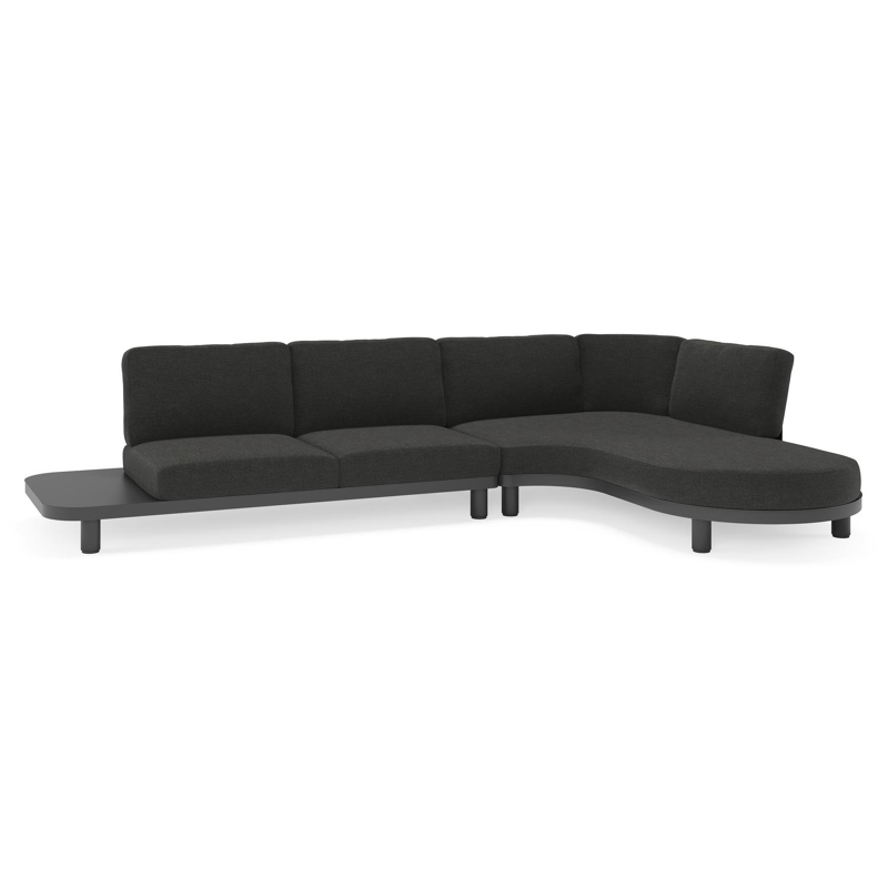 Salon de jardin d'angle Donato en aluminium noir et coussins en all weather sunbrella® luxe Chartres Sooty