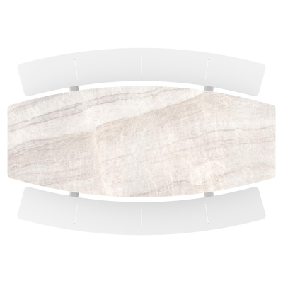 Forno picknicktafel bootvorm in wit aluminium en volkeramiek Taj Mahal - L 240 x B 181 x H 72 cm