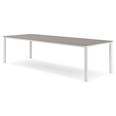Orso tuintafel rechthoekig afgerond in wit aluminium en volkeramiek Wulong - L 290 x B 110 x H 73.5 cm