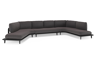 Boogvormige chaise longue rechts + 2-zit + chaise longue