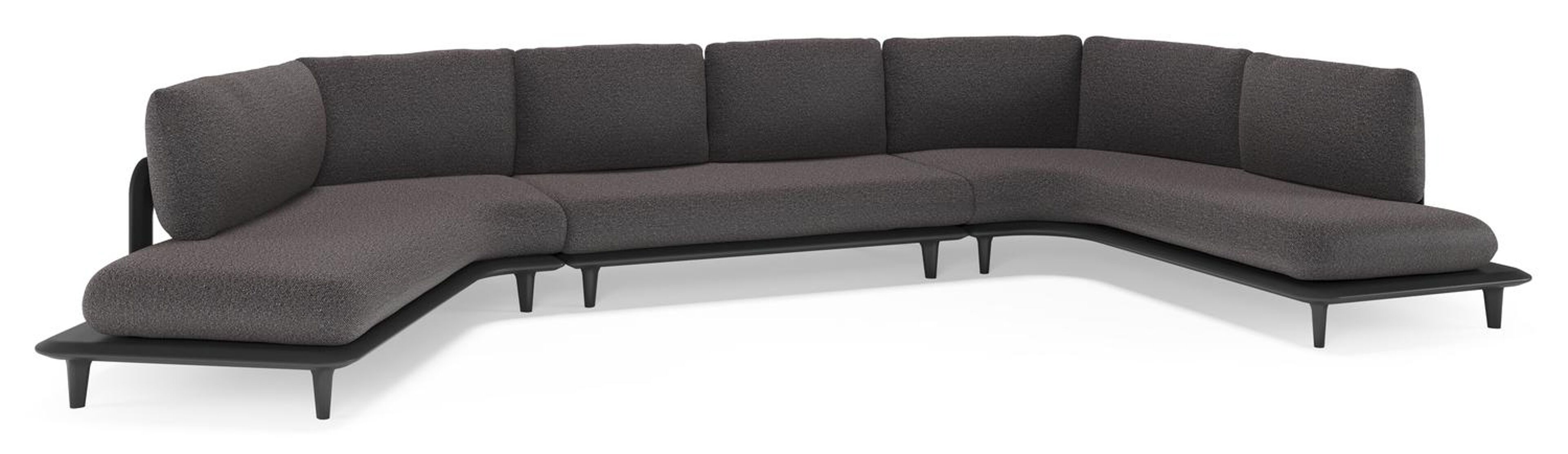 Salon de jardin d'angle Bomero en aluminium noir et coussins en all weather solica firenze tunder